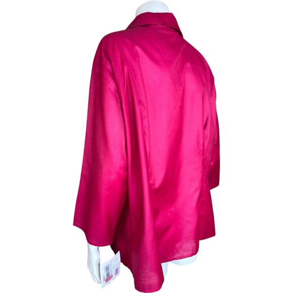 Liz Claiborne Woman XL Pink Button-Up Gold Metallic Details 3/4 Sleeve Blouse - Picture 4 of 11